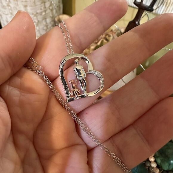 “Always My Little Girl” Sterling Silver Heart Cz Necklace - Picture 3 of 5